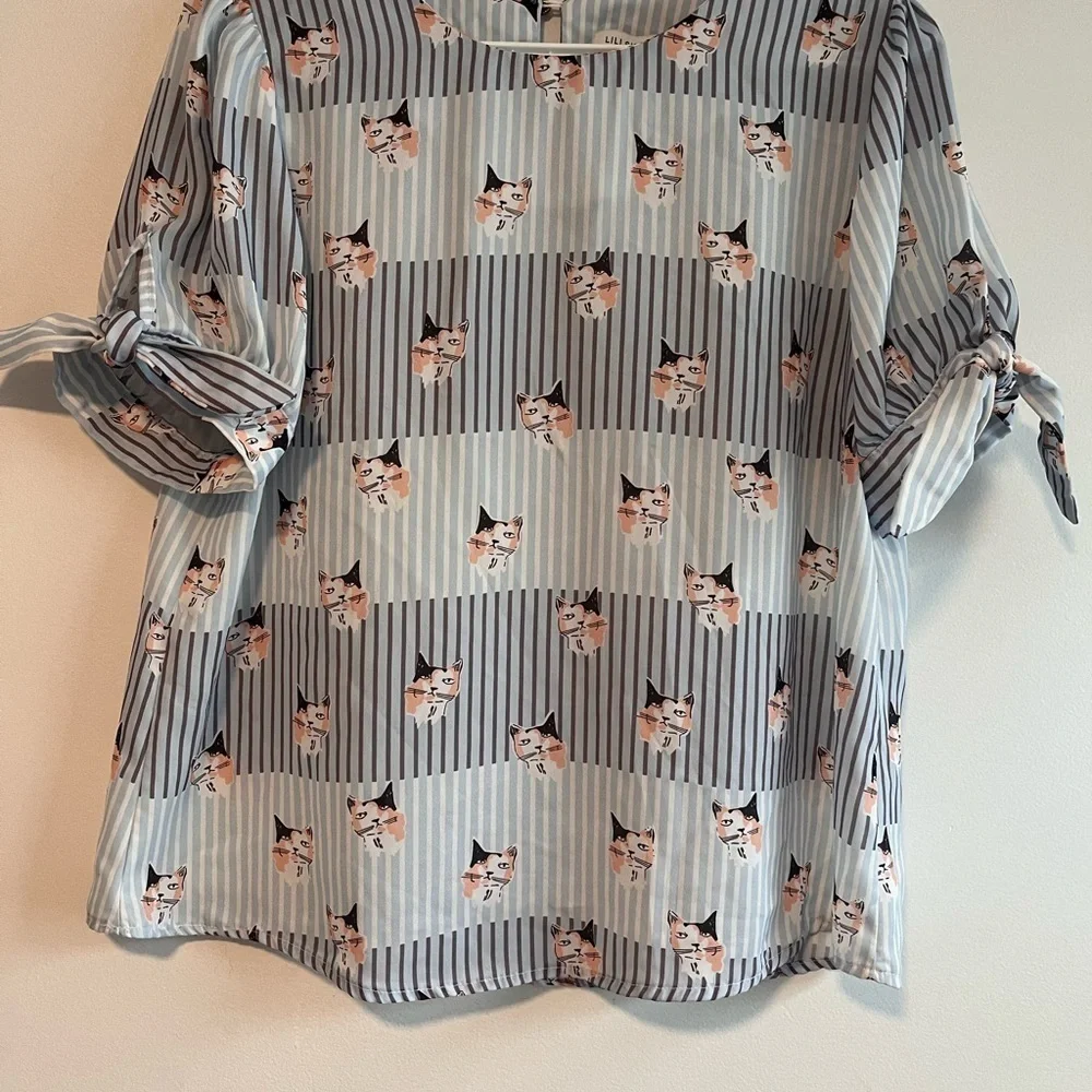 Molly Bracken Lili Sidonia Collection cat print blouse - Picture 3 of 11